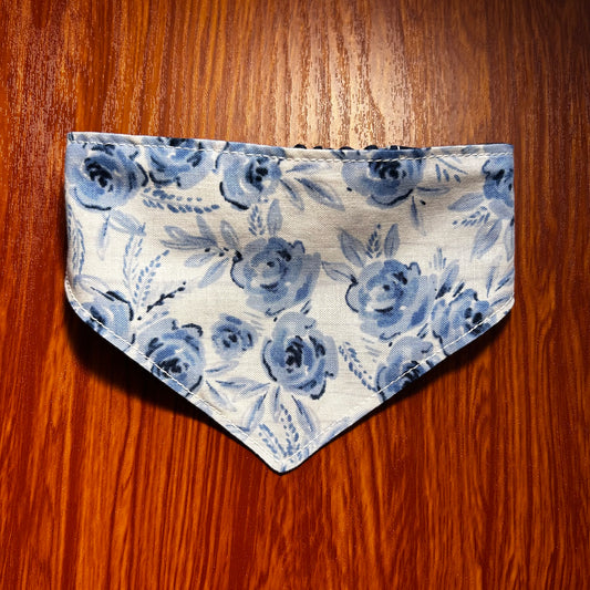 Blue Floral Reversible Scrunchie Bandana