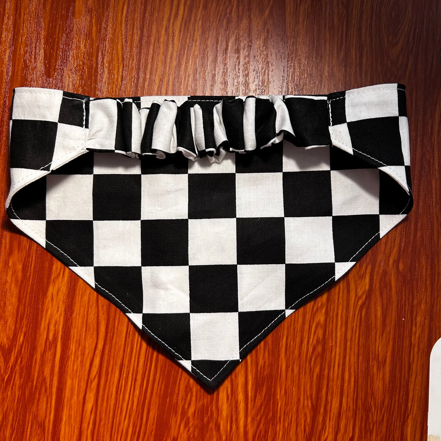 Black Checker Smiley Scrunchie Bandana